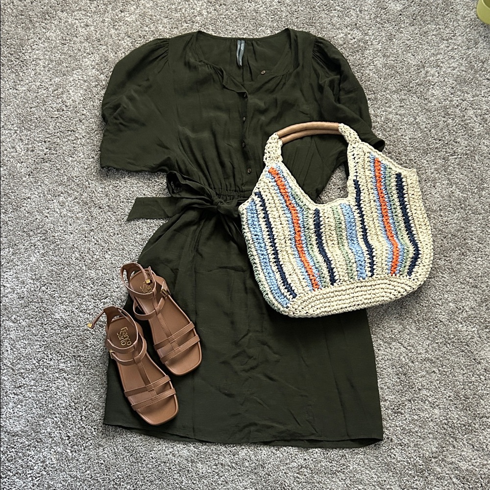 Anthropologie Olive Green Midi Dress